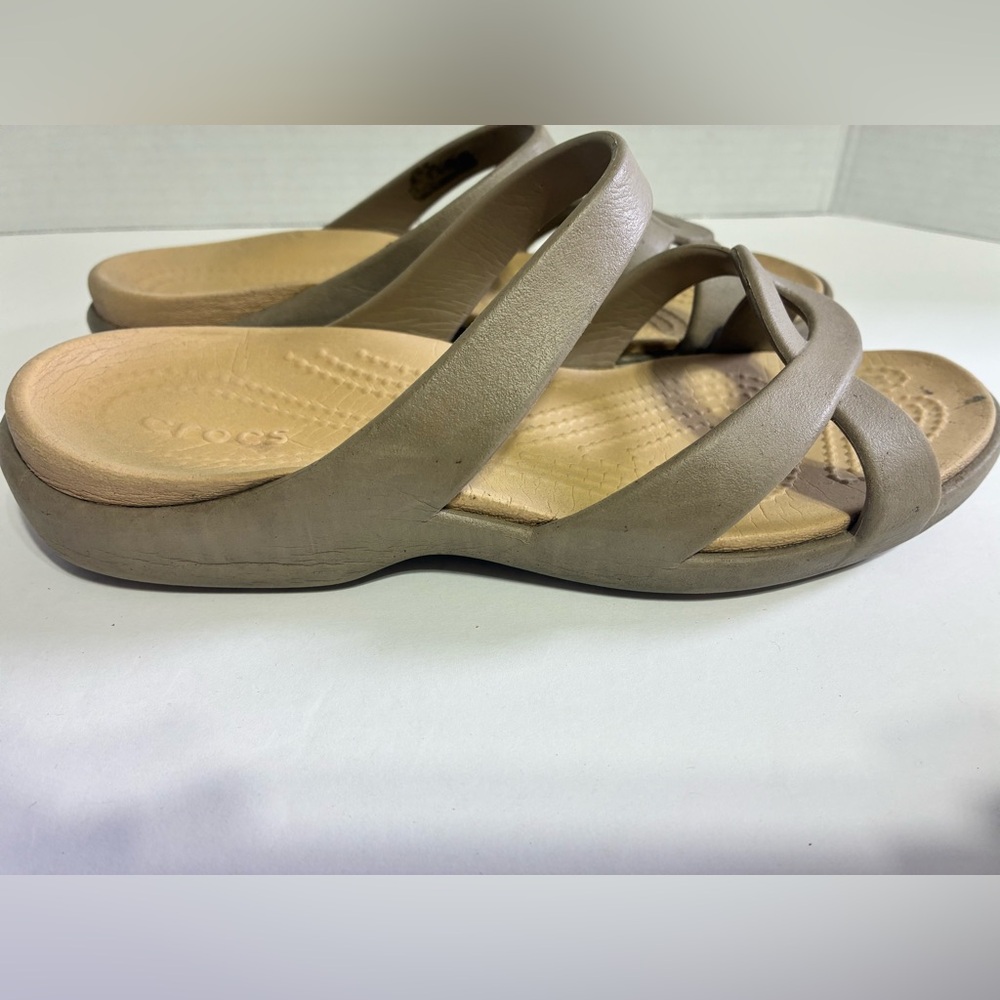 CROCS Tan Sandals Comfort Slip-On - Picture 7 of 8